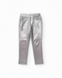 Girls' silver metallic-effect trousers with pockets Girls' silver metallic-effect trousers with pockets