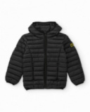 Padded jacket for boy in black with hood and zip closure Padded jacket for boy in black with hood and zip closure