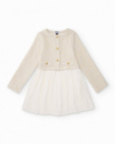 Girls’ cream dress with mock jacket detail Girls’ cream dress with mock jacket detail