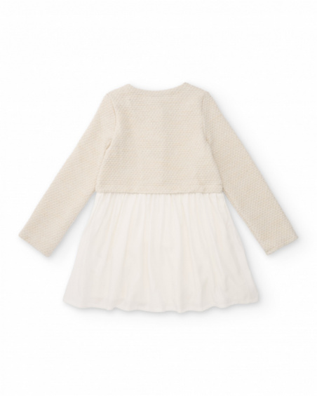 Girls’ cream dress with mock jacket detail Girls’ cream dress with mock jacket detail