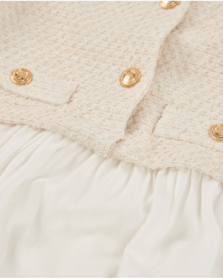 Girls’ cream dress with mock jacket detail Girls’ cream dress with mock jacket detail