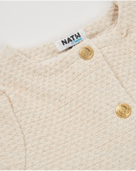 Girls’ cream dress with mock jacket detail Girls’ cream dress with mock jacket detail