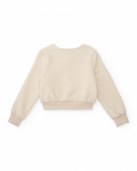 Girls’ cream knit jacket with gold buttons Girls’ cream knit jacket with gold buttons