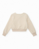 Girls’ cream knit jacket with gold buttons Girls’ cream knit jacket with gold buttons
