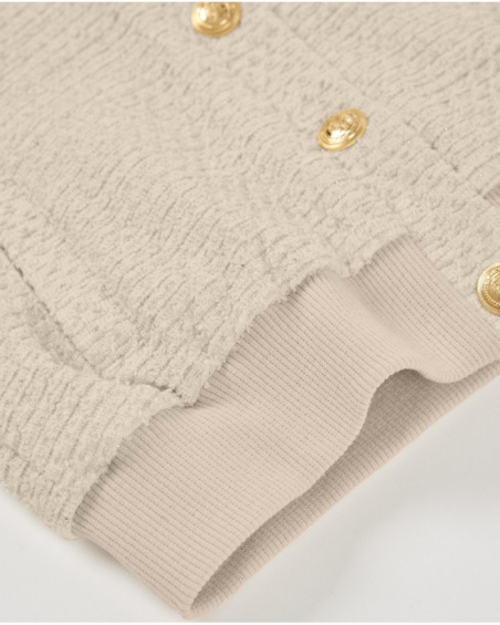 Girls’ cream knit jacket with gold buttons Girls’ cream knit jacket with gold buttons