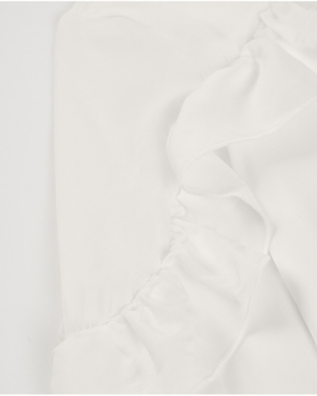 Girls’ cream blouse with front ruffle