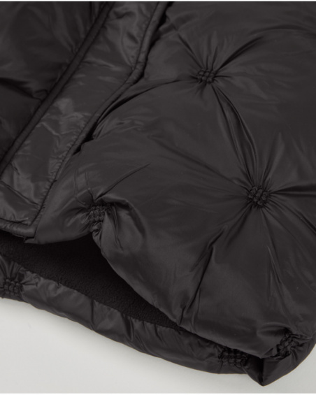 Girls’ black quilted coat with sherpa collar Girls’ black quilted coat with sherpa collar