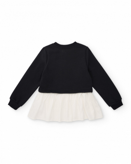 Girls’ black sweatshirt dress with white skirt Girls’ black sweatshirt dress with white skirt