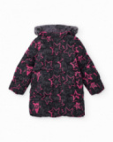 Girls’ padded coat with stars and slogan print Girls’ padded coat with stars and slogan print