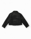 Girls' black faux leather biker jacket with zippers Girls' black faux leather biker jacket with zippers