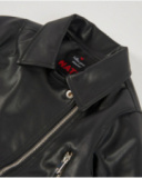 Girls' black faux leather biker jacket with zippers Girls' black faux leather biker jacket with zippers