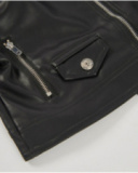 Girls' black faux leather biker jacket with zippers Girls' black faux leather biker jacket with zippers