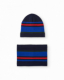 Boys’ knit hat and neck warmer set with multicolour stripes Boys’ knit hat and neck warmer set with multicolour stripes