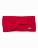 Knitted headband for girl in red with crossed detail Knitted headband for girl in red with crossed detail