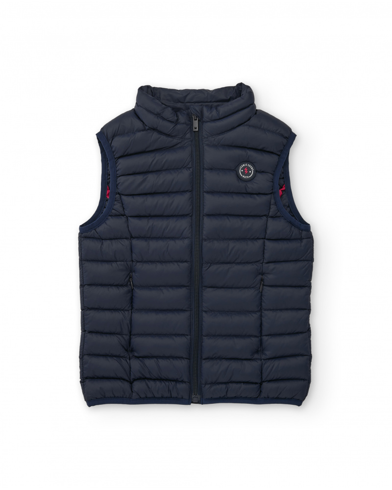 Boys’ padded navy blue gilet with front zip