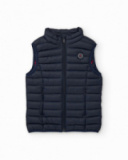 Boys’ padded navy blue gilet with front zip Boys’ padded navy blue gilet with front zip