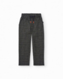 Boys’ grey checkered trousers with elastic waistband Boys’ grey checkered trousers with elastic waistband
