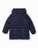 Boys’ navy padded coat with hood Boys’ navy padded coat with hood