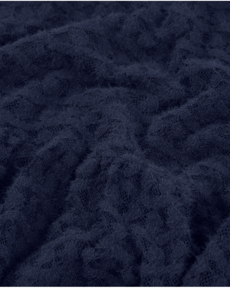 Girls’ navy blue lace dress with long sleeves