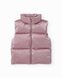 Girls’ metallic pink padded vest with zipper and high neck Girls’ metallic pink padded vest with zipper and high neck