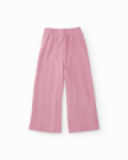 Girls’ long trousers in pink with cable knit and elastic waistband Girls’ long trousers in pink with cable knit and elastic waistband