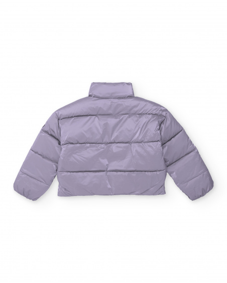 Silver padded jacket for girls with front zipper Silver padded jacket for girls with front zipper