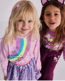 Long sleeve T-shirt for girl in pink with rainbow and stars print | tuc tuc