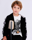 Black hoodie for boys with side stripes and print | tuc tuc