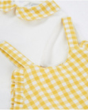 Conjunto de recién nacido de punto y estampado vichy