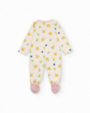 Knitted newborn romper with floral print