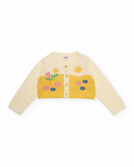 Newborn knitted cardigan with floral motifs