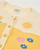 Newborn knitted cardigan with floral motifs
