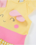 Knitted newborn dress with raised appliqués