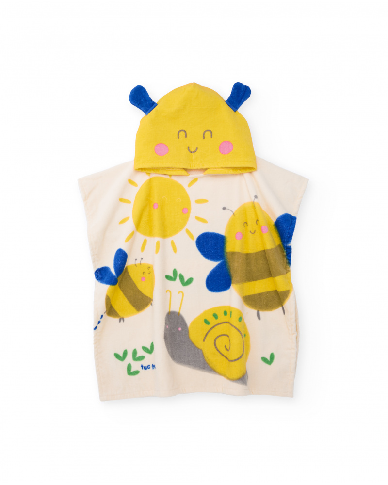 Knitted newborn poncho towel with raised details