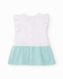 Knitted newborn dress with giraffe design