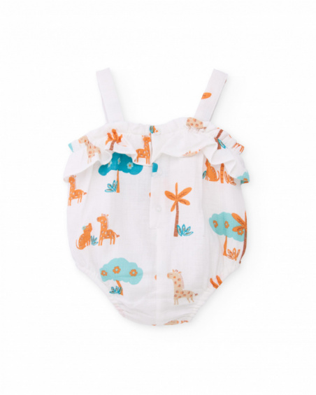 Knitted newborn dungarees with decorative ruffle