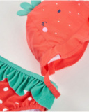 Newborn woven swimsuit with strawberry design