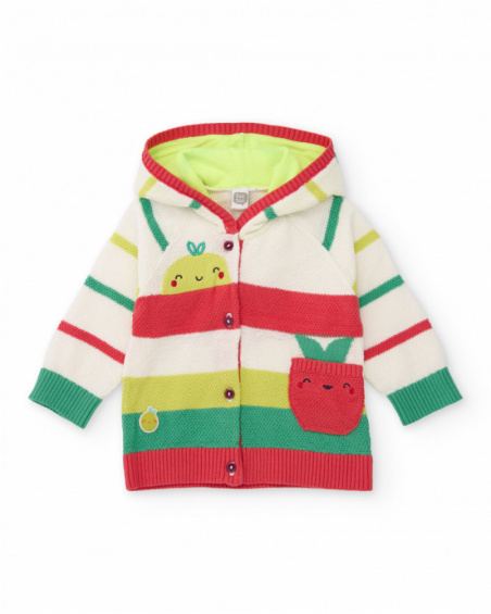 Newborn knitted cardigan with raised appliqués