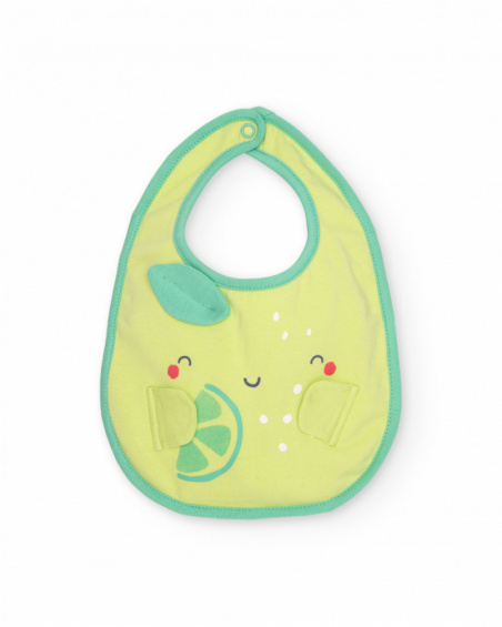 Newborn knitted bib pack with fruit print