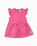 Newborn woven dress with delicate embroidery