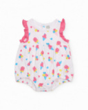 Knitted newborn romper with ice cream print