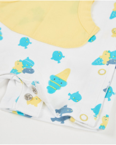 Knitted newborn romper with front pocket