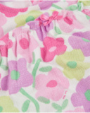 Knitted newborn dress with floral print