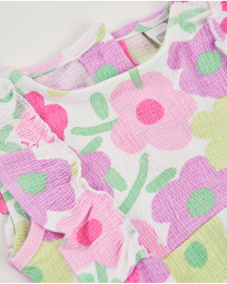 Knitted newborn romper with ruffles