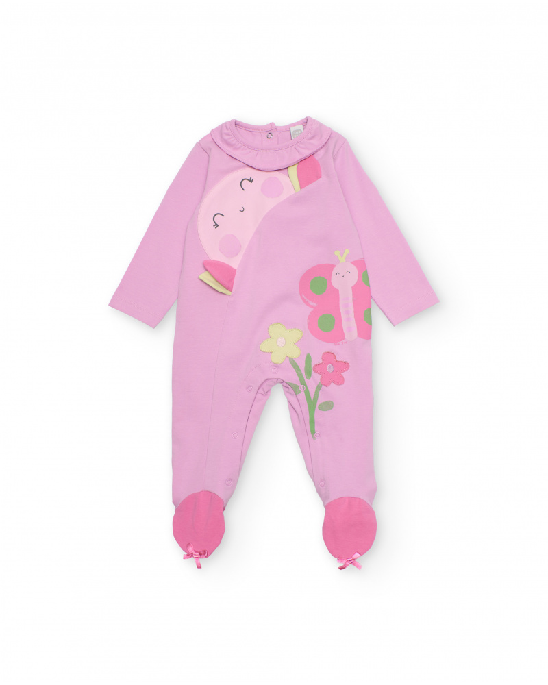 Knitted newborn romper with raised details