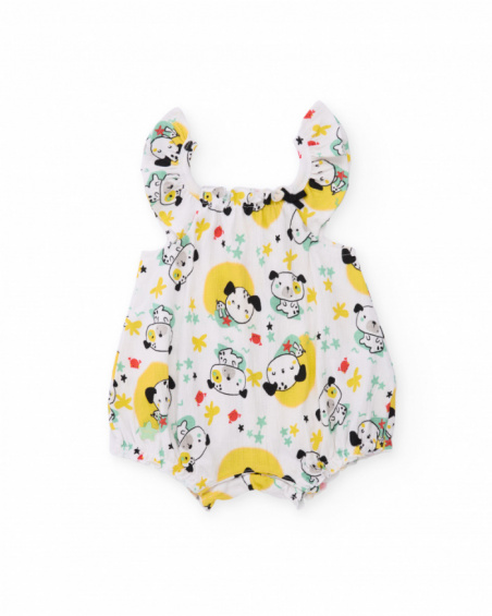 Knitted newborn romper with ruffle sleeves