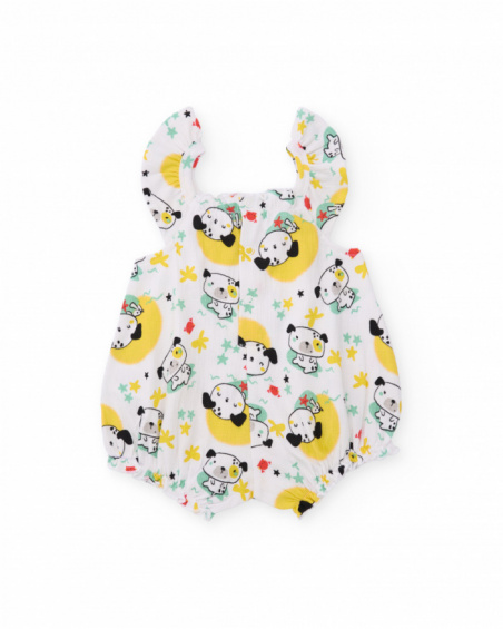 Knitted newborn romper with ruffle sleeves