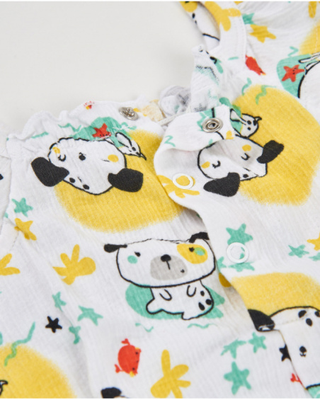 Knitted newborn romper with ruffle sleeves