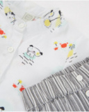 Newborn woven set with a playful print