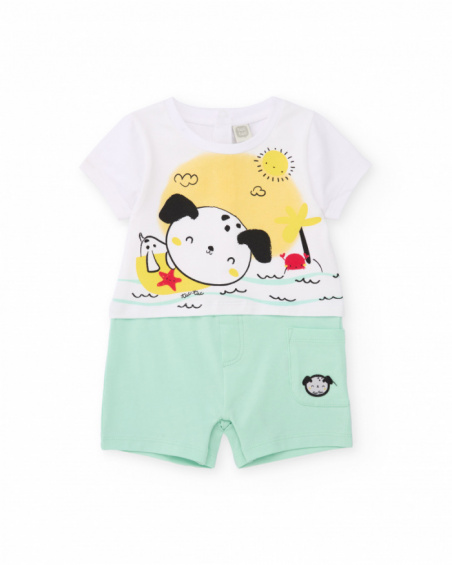 Knitted newborn romper with embroidered detail